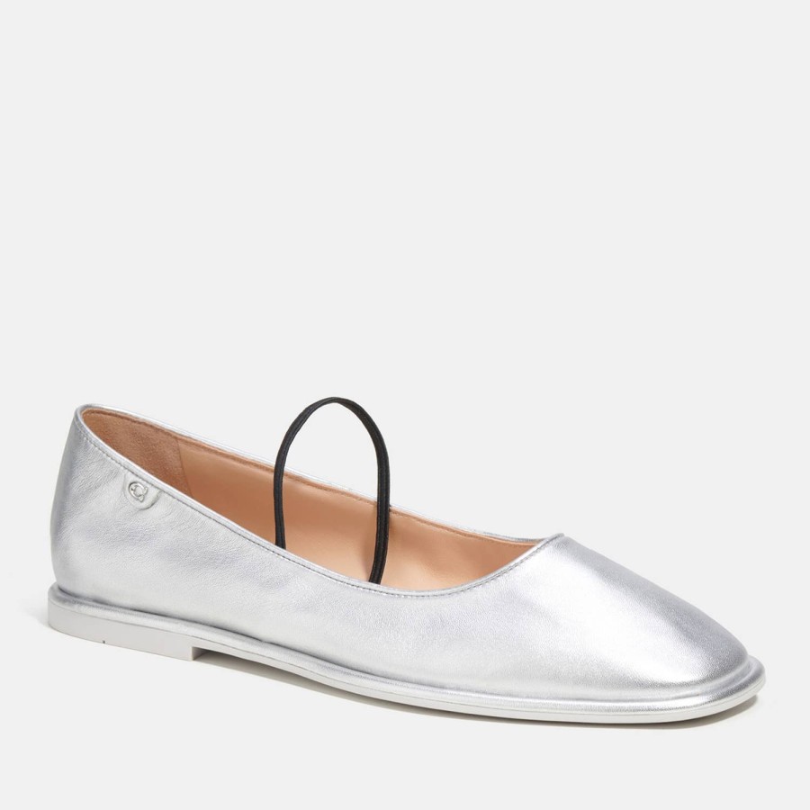 Schuhwerk Trainer Wohnungen | Coach Damen Emilia Mary Jane Flats Aus Metallic-Leder