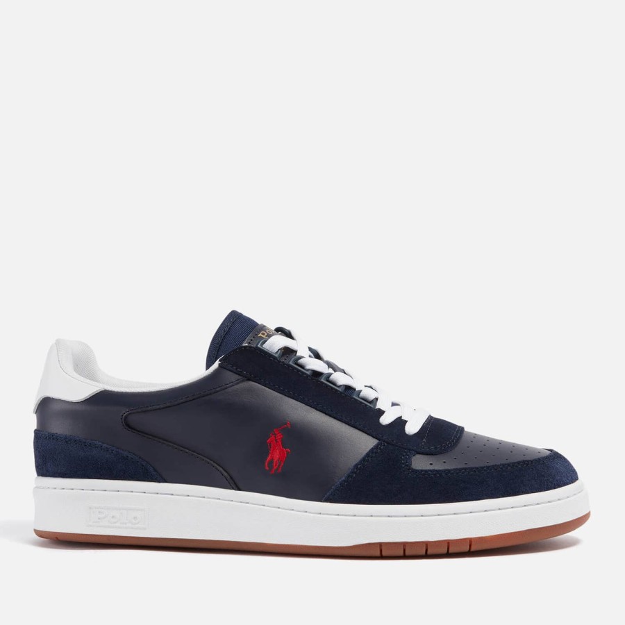 Schuhwerk Polo Ralph Lauren Sportschuhe | Polo Ralph Lauren Herren Polo Court Leder/Wildleder-Trainer Newport Navy/Rl2000 Rot