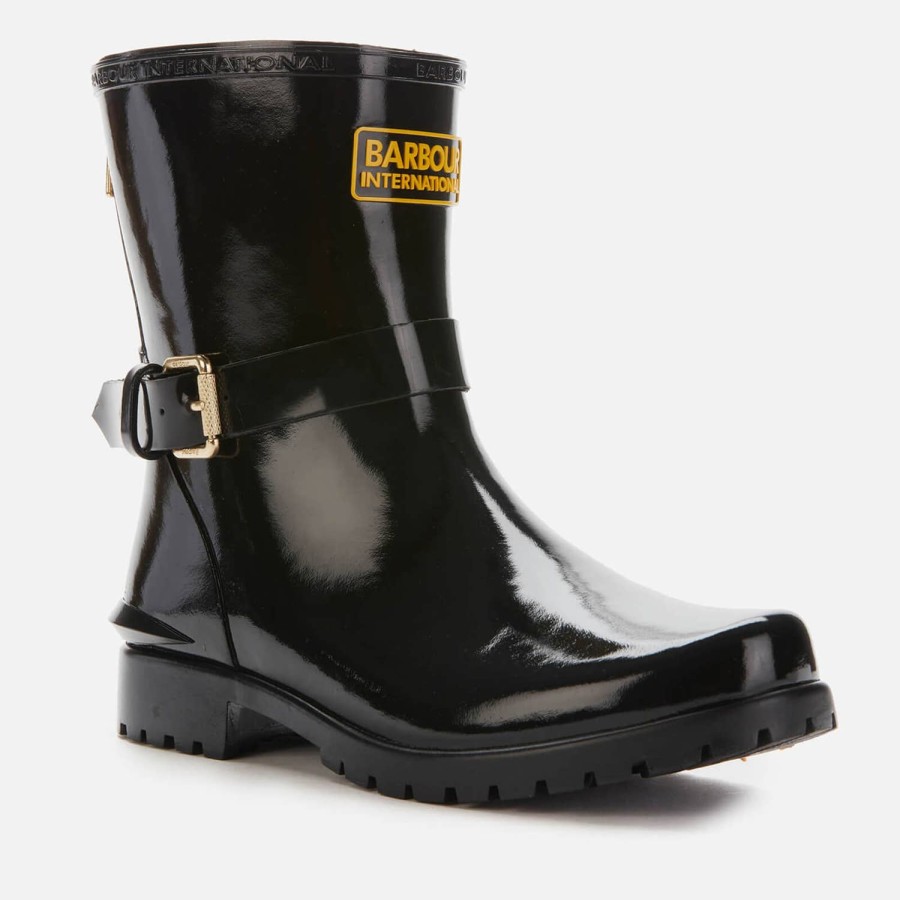 Schuhwerk Barbour International Stiefel | Barbour International Mugello Biker Gummistiefel Fur Damen Schwarz