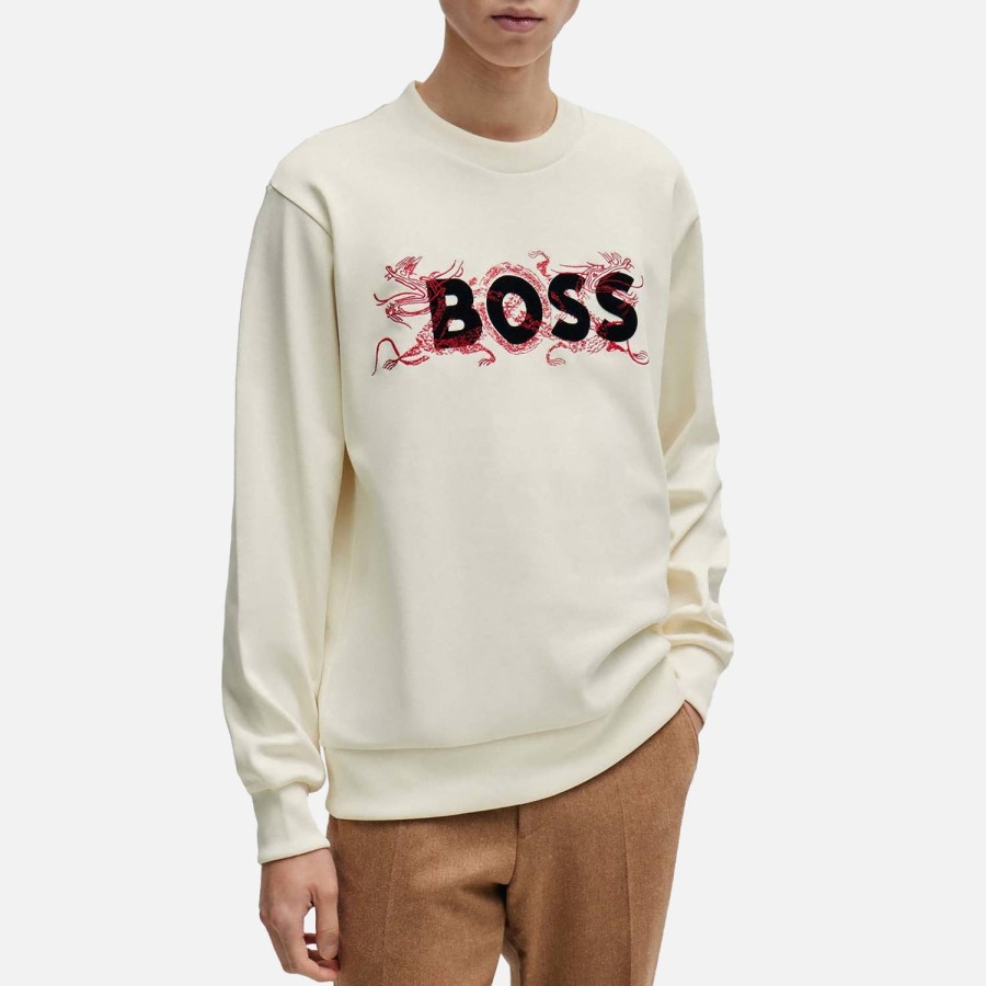 Manner BOSS Schwarz Hoodies Und Sweatshirts | Boss Black Soleri Lunar New Year Baumwoll-Jersey-Sweatshirt