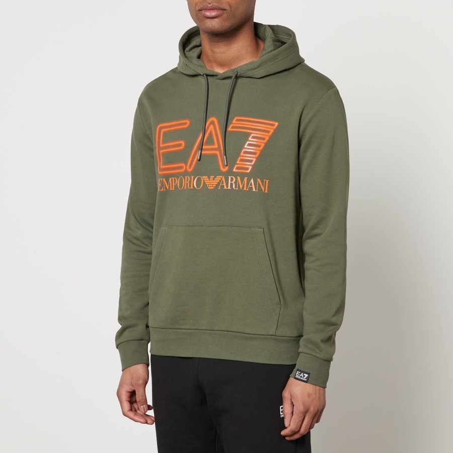 Manner EA7 Hoodies Und Sweatshirts | Ea7 Ubergroser Kapuzenpullover Aus Baumwolle Mit Logo