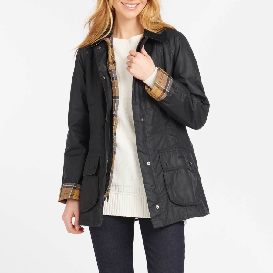 Wehe Barbour Jacken | Barbour Beadnell Wachsjacke Fur Damen Marineblau