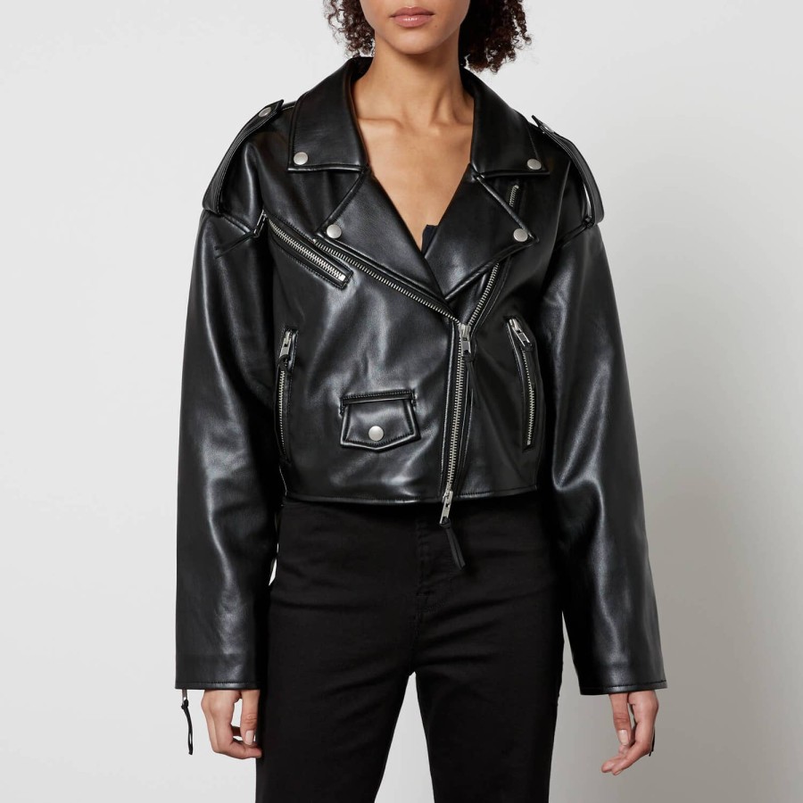 Wehe Guter Amerikaner Jacken | Good American Crop Moto Kurz Geschnittene Kunstlederjacke