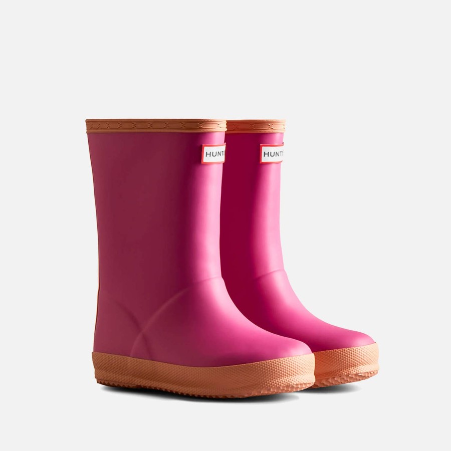 Kind & Baby Jäger Schuhwerk | Hunter First Isolierte Gummi-Gummistiefel Fur Kinder Prismatisches Rosa