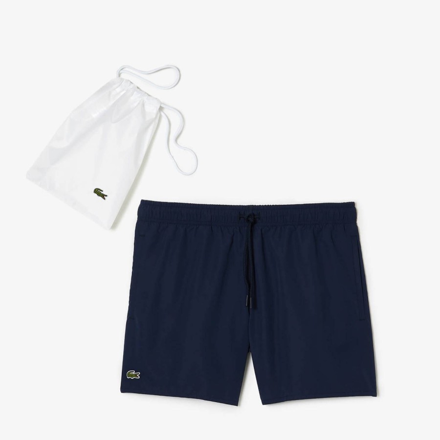 Manner Lacoste Bademode | Lacoste-Badeshorts Aus Shell Mit Logo-Applikation