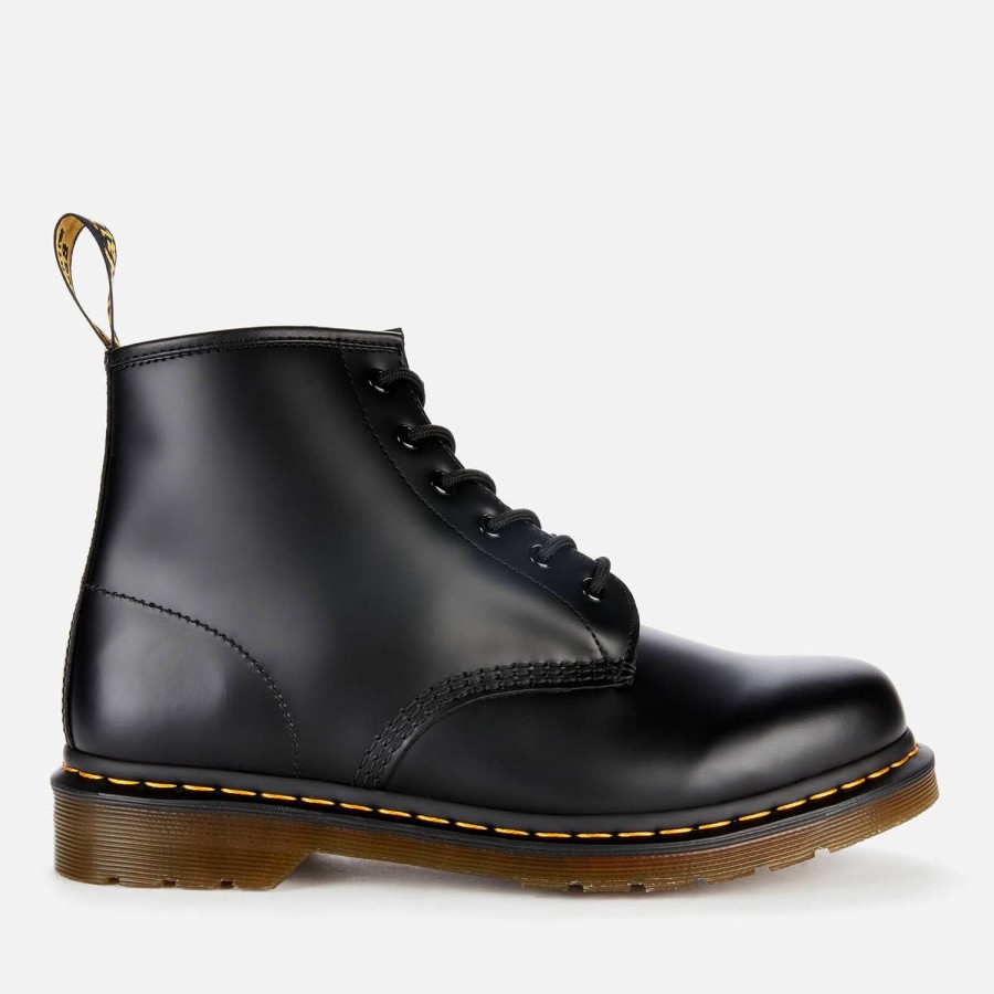 Schuhwerk Dr Martens Stiefel | Dr. Martens 101 Glattleder-Stiefel Mit 6 Osen Schwarz