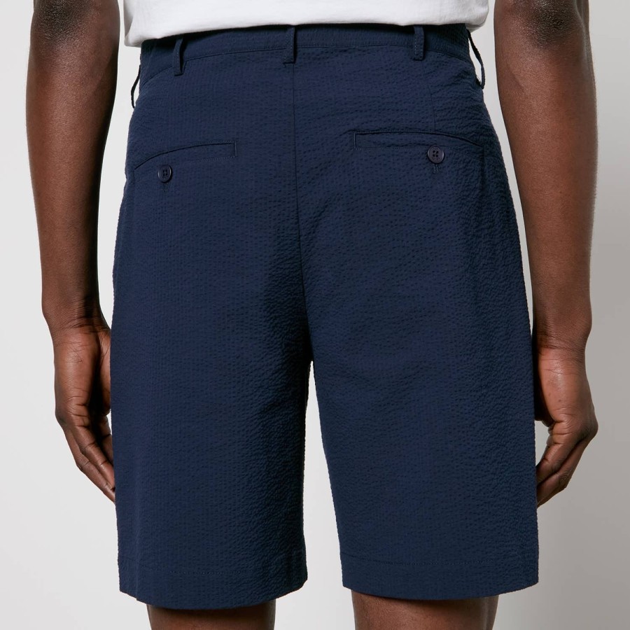 Manner Wachs London Kurze Hose | Wax London Linton Seersucker-Shorts Aus Baumwollmischung