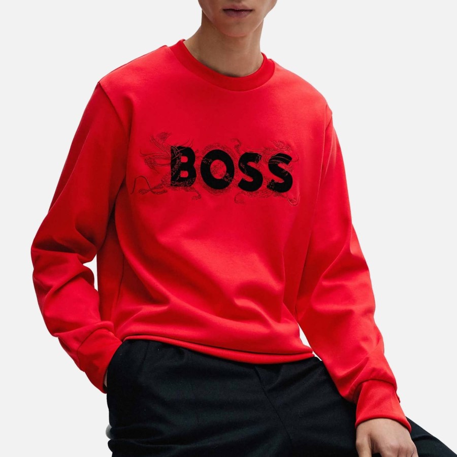 Manner BOSS Schwarz Hoodies Und Sweatshirts | Boss Black Soleri Lunar New Year Baumwoll-Jersey-Sweatshirt