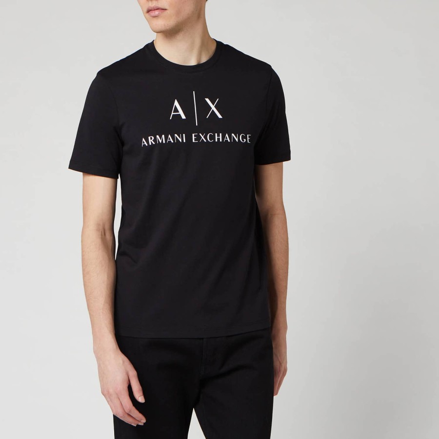 Manner Armani Exchange T-Shirts | Armani Exchange Herren Axe Logo T-Shirt Schwarz