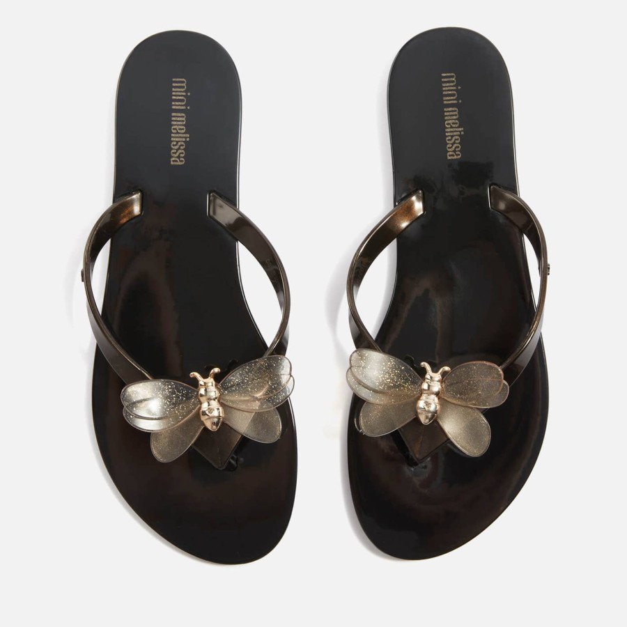 Kind & Baby Mini-Melissa Schuhwerk | Mini Melissa Harmonic Bugs Gummi-Flip-Flops Schwarz